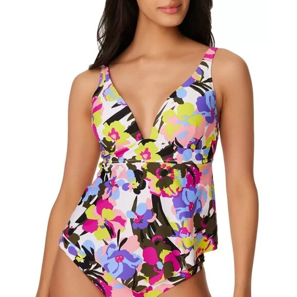 Bar III Women's Paradise Garden Tankini Top Size Medium - Picture 1 of 5
